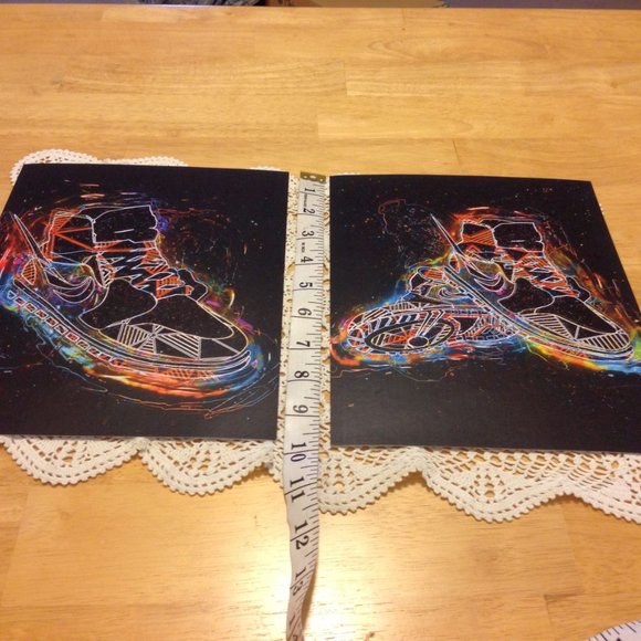 Neon Tennis Shoe Prints on black - Picture 2 of 5